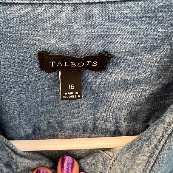 Talbot’s long sleeve chambray button down shirt Misses 16 (large) - Picture 7 of 8